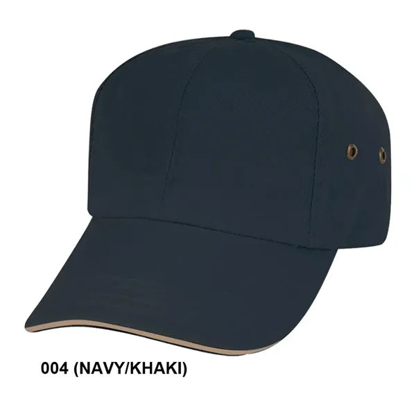 Low Crown Unstructured Washed Polo Cotton Sandwich Bill Cap - Item #C1201 - Navy-Khaki