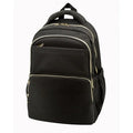 Stylish Jacquard Poly Computer Backpack - Item #Q2266 - Black-Gold Hardware