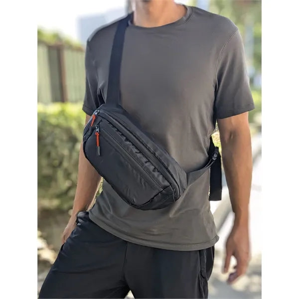 Ripstop 210D Poly 3-Zipper Fanny Pack - Item #Q1118 - Black