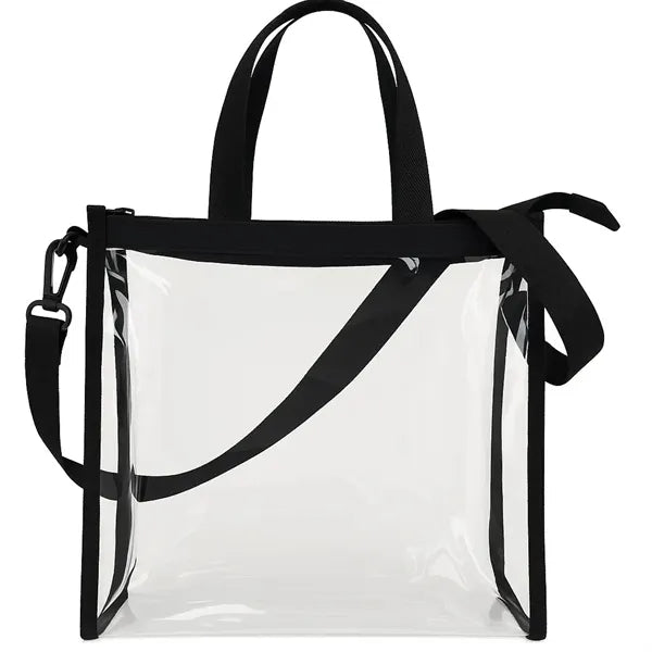 Premium Clear Vinyl Stadium Crossbody Bag - Item #Q1119 - Clear-Black
