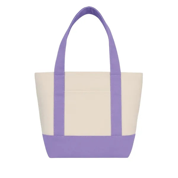Mini Poly-Cotton Canvas Tote Bag - Item #4448 - Natural-Lavender