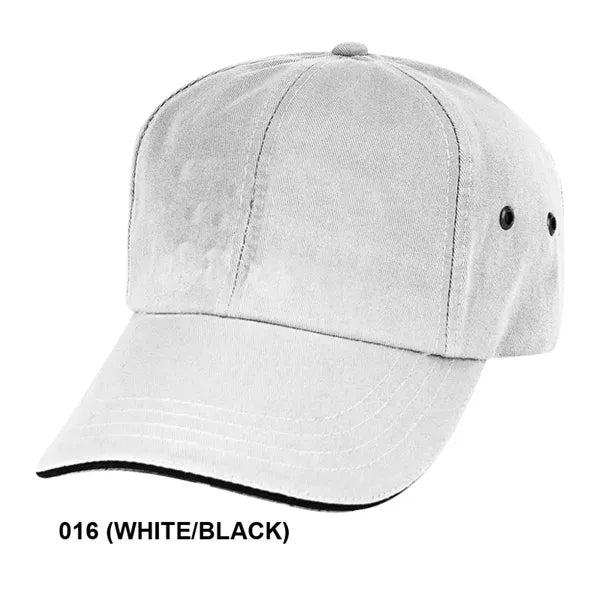 Low Crown Unstructured Washed Polo Cotton Sandwich Bill Cap - Item #C1201 - White-Black