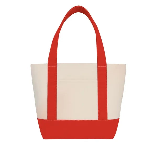 Mini Poly-Cotton Canvas Tote Bag - Item #4448 - Natural-Red