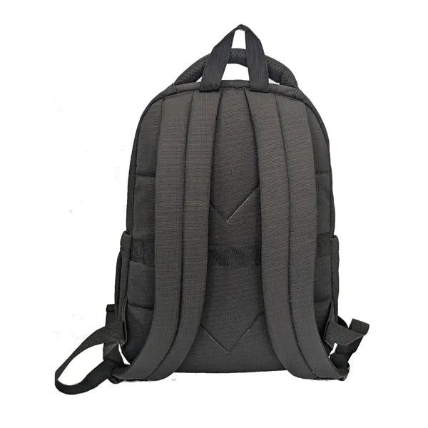 Stylish Jacquard Poly Computer Backpack - Item #Q2266 - Black-Gold Hardware