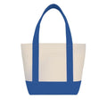 Mini Poly-Cotton Canvas Tote Bag - Item #4448 - Natural W/ Royal