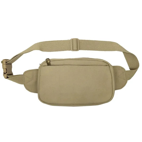 Poly-Cotton Canvas 3-Zipper Fanny Pack - Item #Q1202 - Khaki
