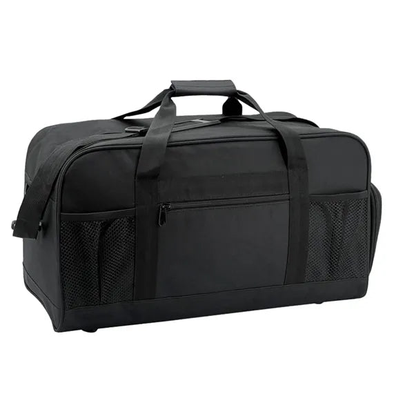 Sport Deluxe Poly Travel Duffel Bag with Shoe Storage - Item #Q6646 - Black