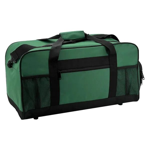 Sport Deluxe Poly Travel Duffel Bag with Shoe Storage - Item #Q6646 - Green-Black