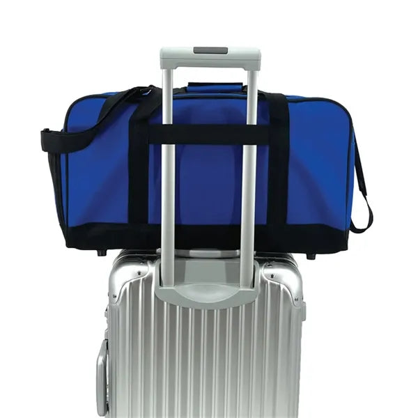 Sport Deluxe Poly Travel Duffel Bag with Shoe Storage - Item #Q6646 - Royal Blue-Black