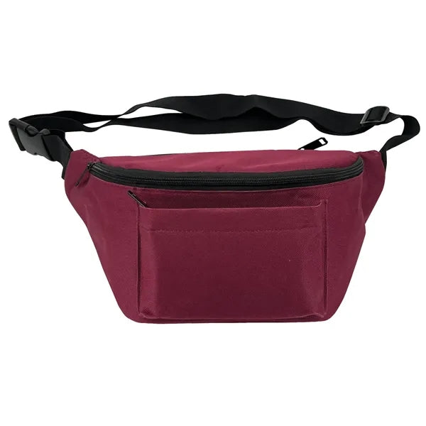 Poly Three-Zipper Fanny Pack / Crossbody Sling - Item #Q1166 - Maroon