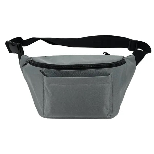 Poly Three-Zipper Fanny Pack / Crossbody Sling - Item #Q1166 - Gray