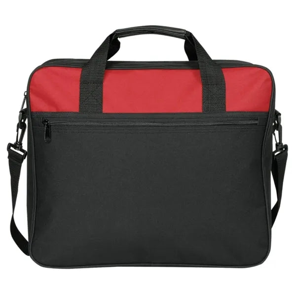 Basic Poly Business Portfolio with Front Zipper Pocket - Item #0044 - Multi Color-Red-Black