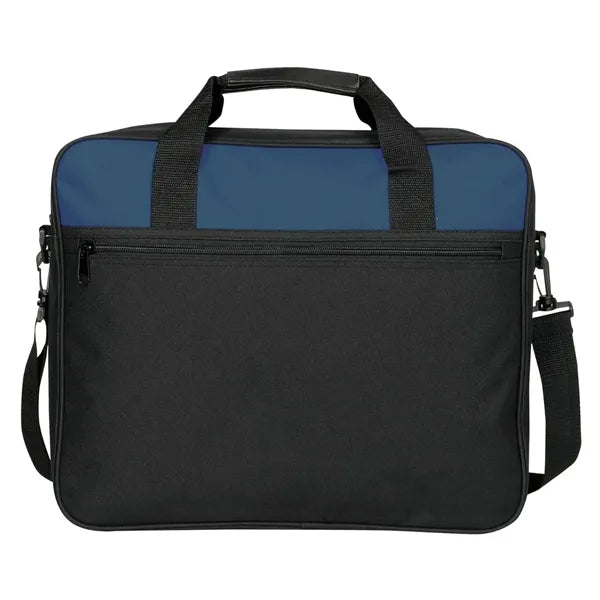 Basic Poly Business Portfolio with Front Zipper Pocket - Item #0044 - Multi Color-Navy Blue-Black