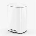 50L Rectangular Stainless Steel Step Trash Can - Item #EZ-961050-WT - White- Matte White Stainless Steel