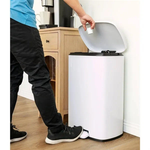 50L Rectangular Stainless Steel Step Trash Can - Item #EZ-961050-WT
