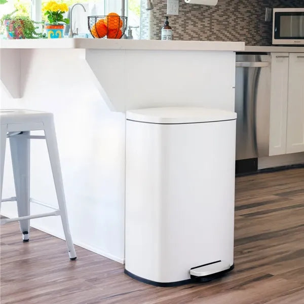 50L Rectangular Stainless Steel Step Trash Can - Item #EZ-961050-WT