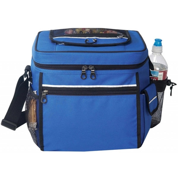 24-Pack 600D Poly Cooler, Flap Top Access & Phone Pocket - Item #406 - Royal-Black