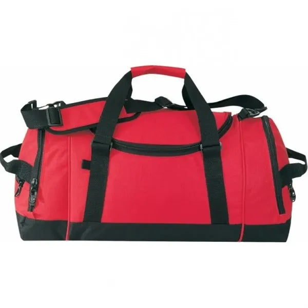 600D Poly Duffel Bag with Shoe Storage 21" - Item #5520 - Red-Black