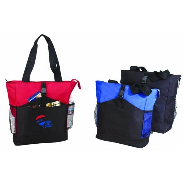 600D Poly Zippered Tote Bag 18" - Item #4349 - Black