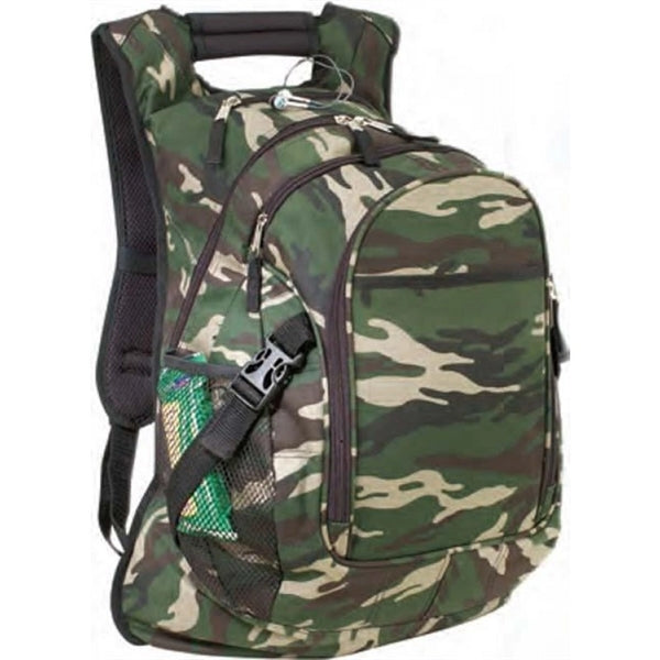 Deluxe Camo 600D Poly Computer Backpack - Item #CAMO0933 - Camo Green