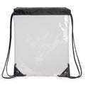 Clear Vinyl Drawstring Tote Bag with Black Trim - Item #Q1107 - Clear-Black