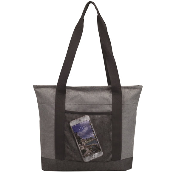 Heathered 300D Poly Zippered Tote Bag - Item #Q1109