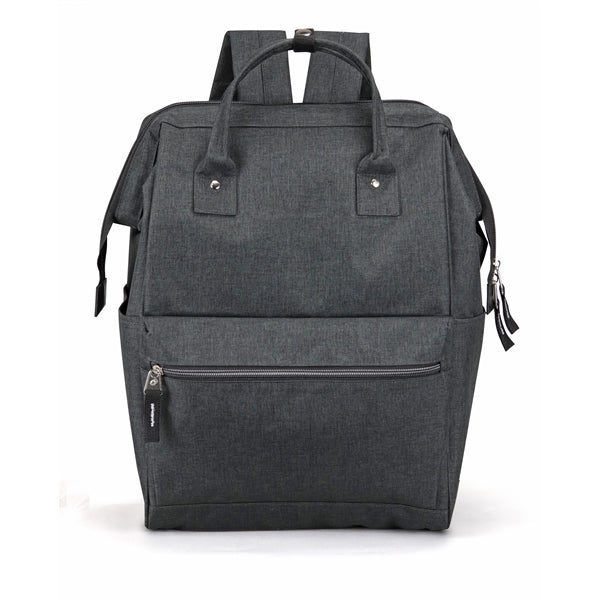 Wide-Mouth Heathered 300D Poly Computer Backpack - Item #Q2205 - Charcoal Heather