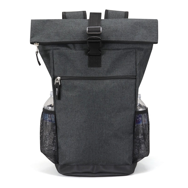 Wide Top-Flap 300D Poly Computer Backpack, Leatherette Bottom - Item #Q2203