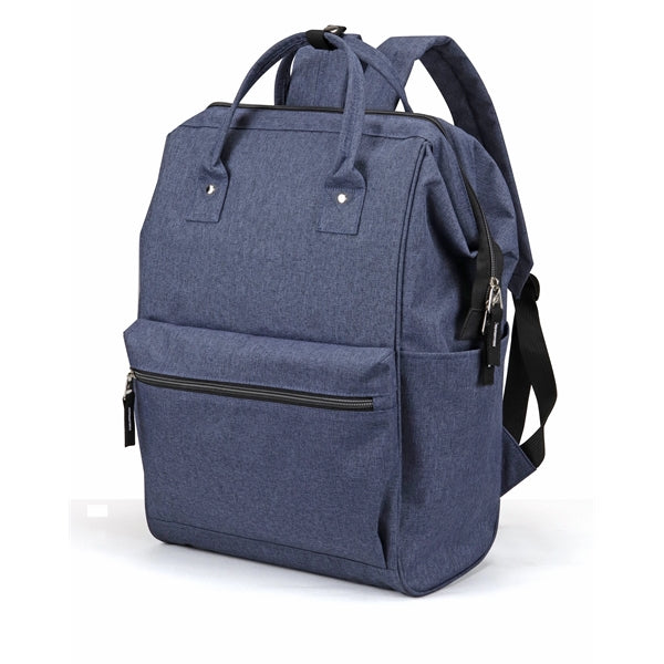 Wide-Mouth Heathered 300D Poly Computer Backpack - Item #Q2205