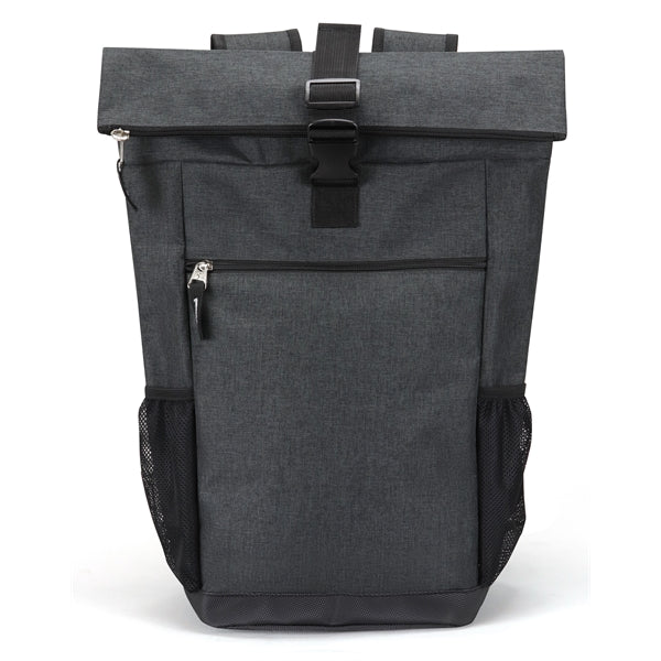 Wide Top-Flap 300D Poly Computer Backpack, Leatherette Bottom - Item #Q2203