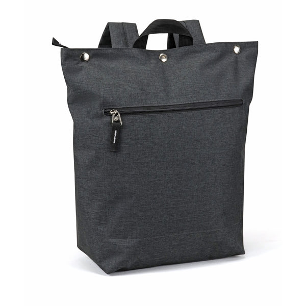 Heathered 300D Poly Zippered Computer Backpack, Snap Closure - Item #Q2209 - Charcoal Heather