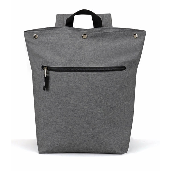 Heathered 300D Poly Zippered Computer Backpack, Snap Closure - Item #Q2209 - Gray Heather