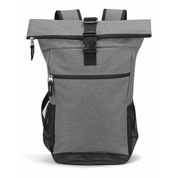 Wide Top-Flap 300D Poly Computer Backpack, Leatherette Bottom - Item #Q2203