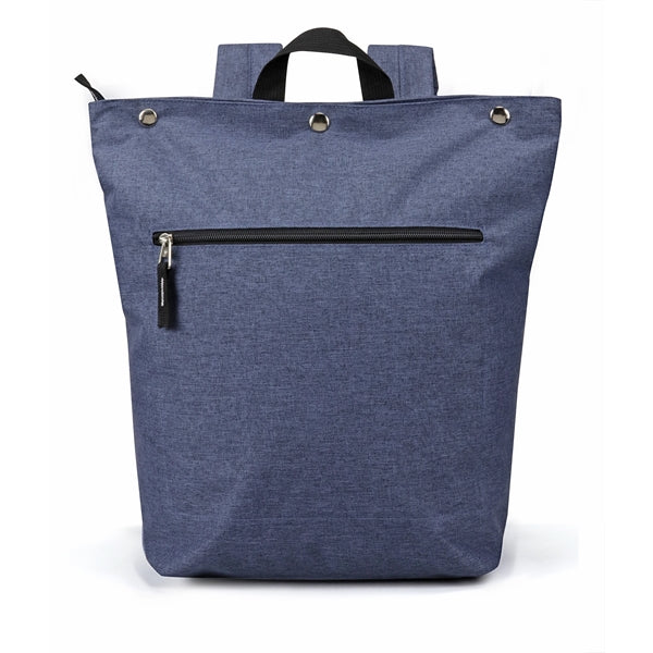 Heathered 300D Poly Zippered Computer Backpack, Snap Closure - Item #Q2209