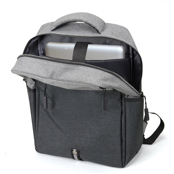 Deluxe Heathered 300D Poly Computer Backpack, Padded Sleeve - Item #Q2212