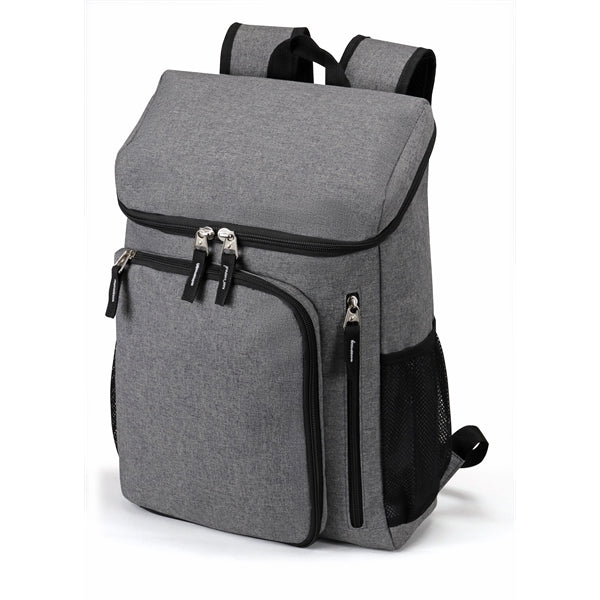 Deluxe Poly Zippered Computer Backpack, Padded Laptop Sleeve - Item #Q2207 - Grey heather