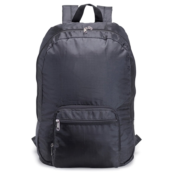 Foldable Lightweight Ripstop Nylon Compact Backpack - Item #Q2220 - Black
