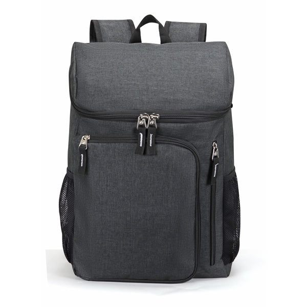 Deluxe Poly Zippered Computer Backpack, Padded Laptop Sleeve - Item #Q2207 - Charcoal heather