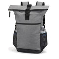 Wide Top-Flap 300D Poly Computer Backpack, Leatherette Bottom - Item #Q2203 - Gray Heather