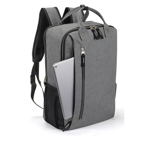 Deluxe 300D Poly Computer Backpack, Multiple Inner Pockets - Item #Q2214 - Gray Heather