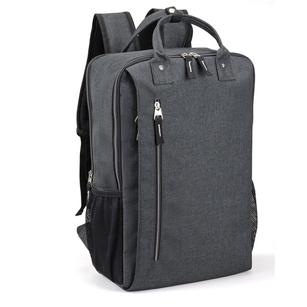 Deluxe 300D Poly Computer Backpack, Multiple Inner Pockets - Item #Q2214 - Charcoal Heather