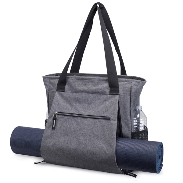 Heathered 300D Poly Yoga Mat Tote Gym Bag - Item #Q5501 - Gray Heather