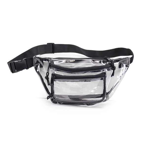 Clear Vinyl Three-Zipper Fanny Pack - Item #Q1105 - Clear-Black