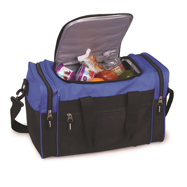 Duffel-Style 600D Poly Cooler Bag, Holds 30 Cans - Item #Q4405 - Royal-Black
