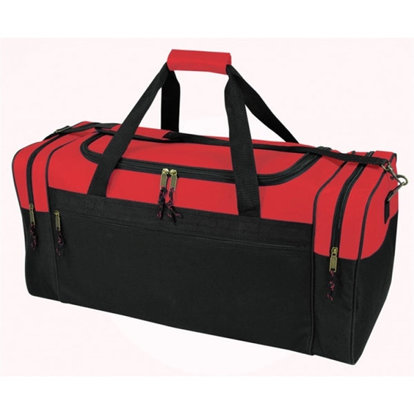 Deluxe 600D Poly Duffel Bag 26" - Item #5019 - Red-Black