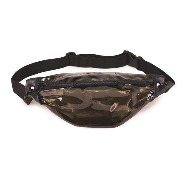 Transparent Black Vinyl Fanny Pack with Leatherette Accents - Item #Q1104-Shade