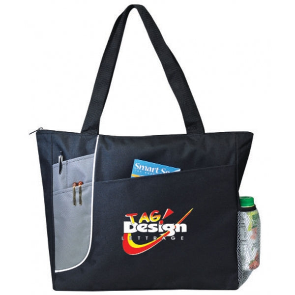 600D Poly Zippered Tote Bag 16" - Item #4212 - Black