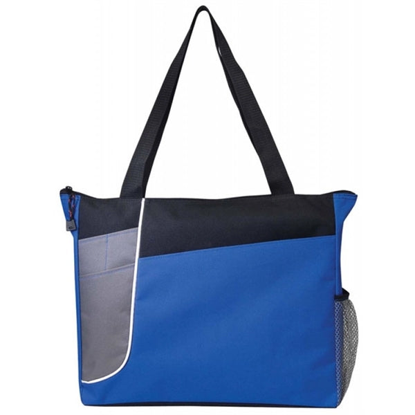 600D Poly Zippered Tote Bag 16" - Item #4212 - Royal-Black