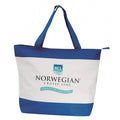 Two-Tone 600D Poly Tote Bag with Zipper 20" - Item #4332 - Royal-White