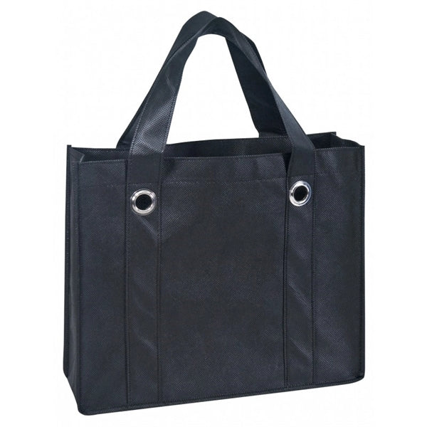 Non-Woven Tote Bag with Fabric-Covered Bottom 13" - Item #4914 - Black